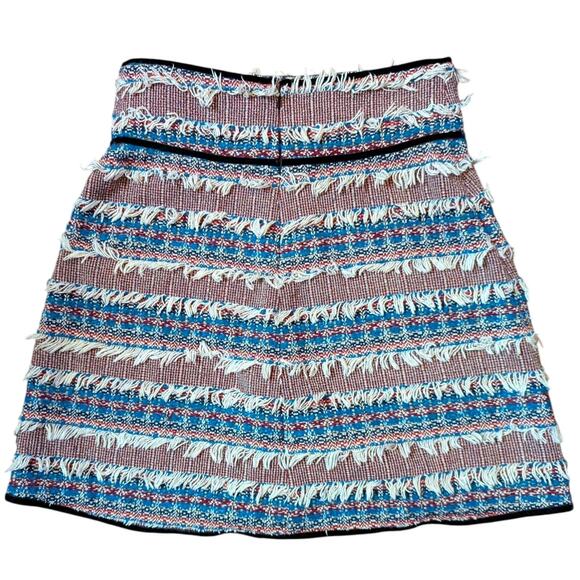 See by Chloé Deep Water Multicolor Fringe Tweed Mini Skirt Size 38 - Picture 3 of 6